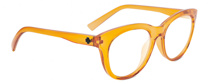 Profile View of SPY Optics Boundless  Designer Reading Eye Glasses in Orange Crystal Unisex Cat Eye Full Rim Acetate 53 mm