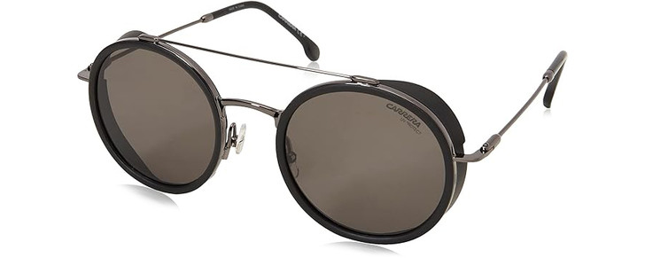 Profile View of CARRERA 167/S Unisex Round Designer Sunglasses Ruthenium Silver Black/Grey 50 mm
