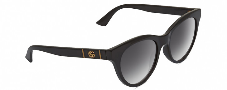 Gucci GG0763S Women Cat Eye Designer Sunglasses in Black Gold/Grey Gradient 53mm