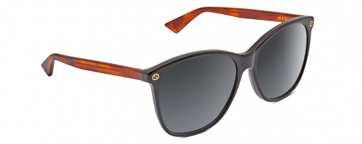 Profile View of Gucci GG0024S Unisex Square Sunglasses in Black Brown Havana/Grey Gradient 58 mm