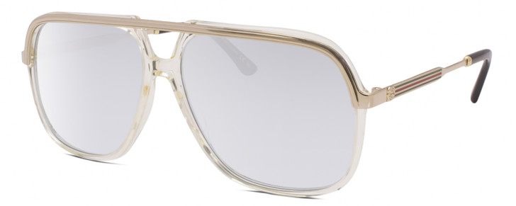Profile View of Gucci GG0200S Mens Aviator Full Rim Designer Sunglasses in Yellow Gold/Blue 57mm