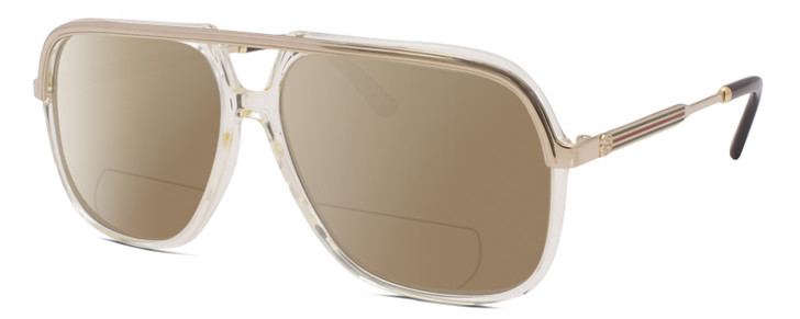Gucci GG0200S Mens Pilot Polarized BIFOCAL Sunglasses Yellow Gold 57mm 41 Opt.