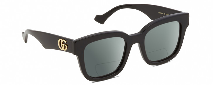 Gucci GG0998S Womens Cat Eye Polarized BIFOCAL Sunglasses Black Gold 52mm 41 Opt