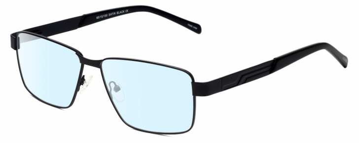 Profile View of Dale Earnhardt, Jr. DJ6816 Designer Blue Light Blocking Eyeglasses in Satin Black Unisex Rectangular Full Rim Stainless Steel 60 mm