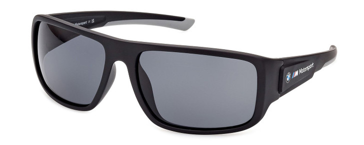Profile View of BMW BS0023 Men Rectangular Full Rim Designer Sunglasses in Matte Black/Grey 63mm