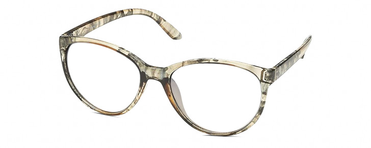 Profile View of Skechers SE6059 Designer Bi-Focal Prescription Rx Eyeglasses in Clear Yellow Grey Smoke Crystal Ladies Cat Eye Full Rim Acetate 57 mm