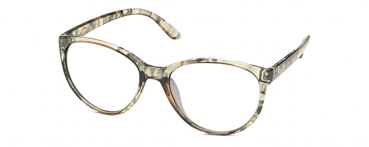 Profile View of Skechers SE6059 Designer Progressive Lens Prescription Rx Eyeglasses in Clear Yellow Grey Smoke Crystal Ladies Cat Eye Full Rim Acetate 57 mm