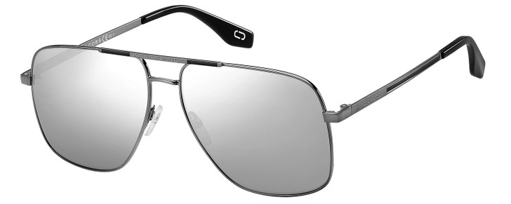 Profile View of Marc Jacobs 387/S Unisex Aviator Sunglass Gunmetal Black/Silver Mirror Grey 60mm