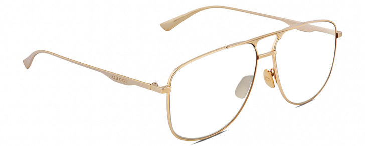 Profile View of Gucci GG0336S Designer Bi-Focal Prescription Rx Eyeglasses in Gold Unisex Square Full Rim Metal 60 mm