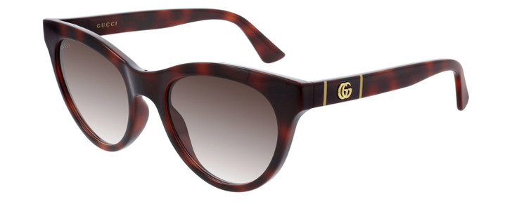 Profile View of Gucci GG0763S Womens Cat Eye Designer Sunglasses Tortoise Havana Gold/Brown 53mm