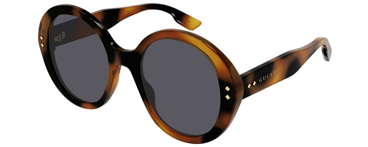 Profile View of Gucci GG1081S Womens Designer Sunglasses in Tortoise Havana Gold/Grey Smoke 54mm