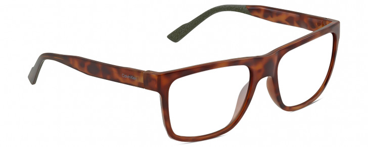 Profile View of Calvin Klein CK21531S Designer Bi-Focal Prescription Rx Eyeglasses in Brown Havana Tortoise Green Unisex Square Full Rim Acetate 58 mm