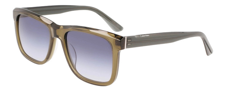 Profile View of Calvin Klein CK22519S Unisex Sunglasses in Sage Green Crystal/Blue Gradient 56mm