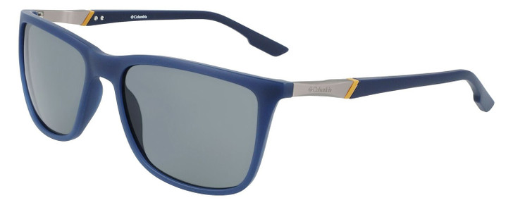 Profile View of Columbia C553S Unisex Rectangular Designer Sunglasses Navy Silver/Blue Grey 62mm