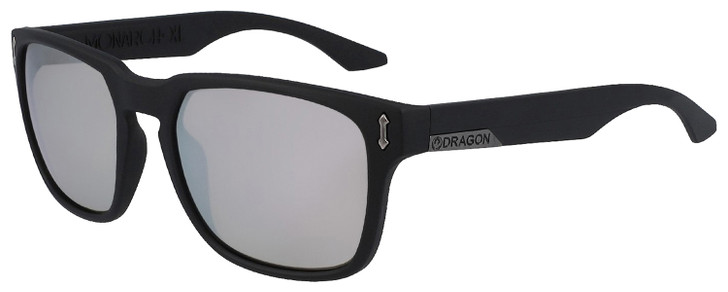 Profile View of Dragon Alliance DR MONARCH XL LL MI Unisex Sunglass Black/Silver Ion Mirror 58mm