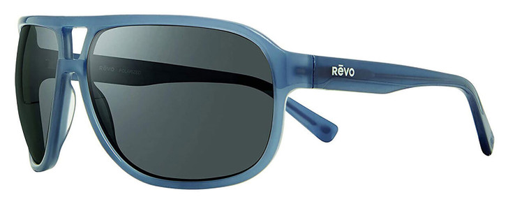 Profile View of REVO HANK Unisex Aviator Designer Sunglass Slate Blue Crystal/Graphite Grey 62mm