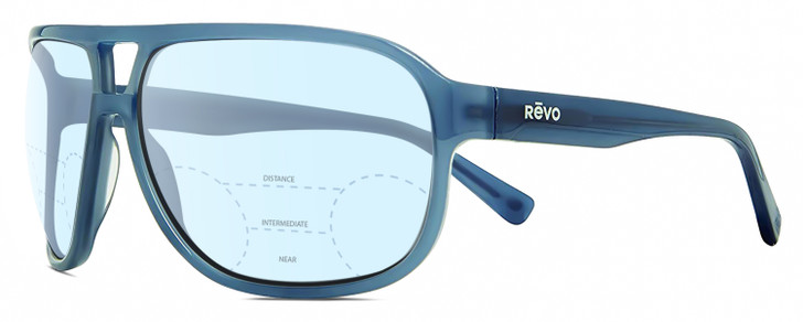 REVO HANK Unisex Pilot Progressive Blue Light Eyeglass Grey Blue Crystal 62 mm