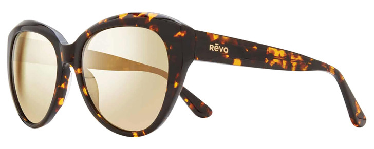 Profile View of REVO ROSE Women Cat Eye Sunglasses in Tortoise Havana/Champagne Gold Mirror 55mm