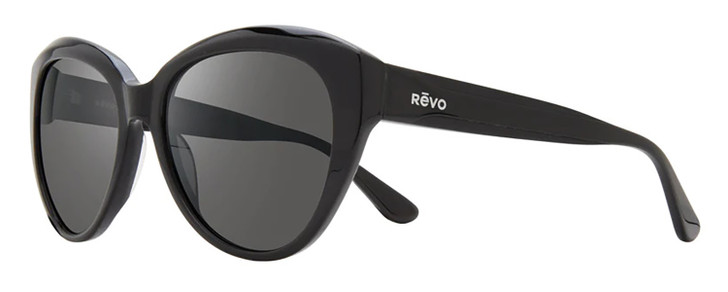 REVO ROSE Women's Cat Eye Designer Sunglasses in Gloss Black/Graphite Grey 55 mm