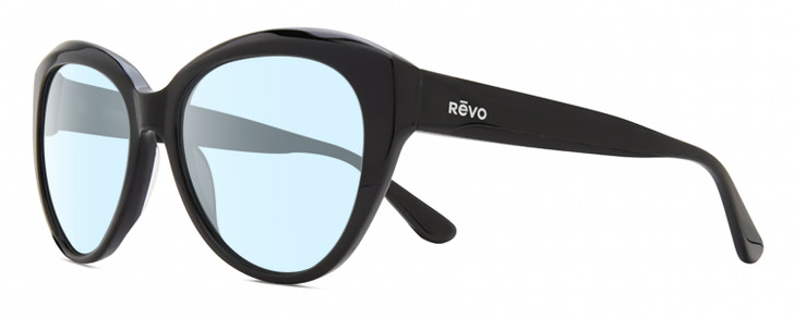 REVO ROSE Women Cat Eye Designer Blue Light Blocking Glasses in Gloss Black 55mm