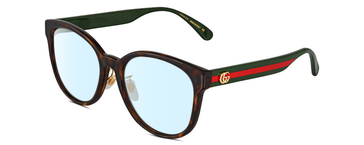 Gucci GG0854SK Women Blue Light Blocking Glasses Havana Tortoise Green Gold 56mm