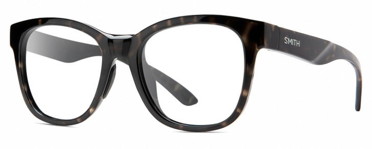 Profile View of Smith Optics Caper-WR7 Designer Progressive Lens Prescription Rx Eyeglasses in Gloss Black Beige Tortoise Havana Unisex Panthos Full Rim Acetate 53 mm