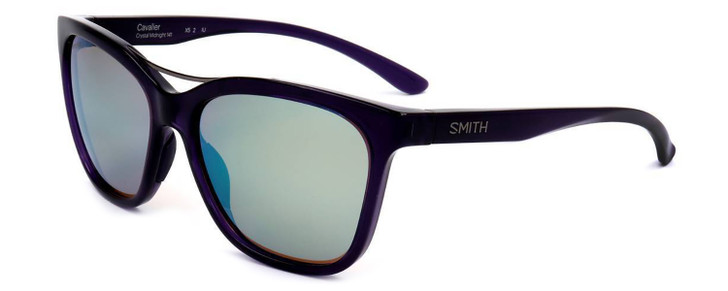 Profile View of Smith Optics Cavalier Cateye Sunglass Purple Crystal/Chromapop Green Mirror 55mm