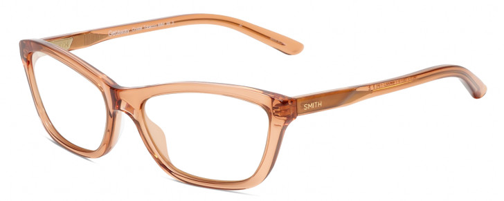 Profile View of Smith Optics Getaway-IMM Designer Reading Eye Glasses with Custom Cut Powered Lenses in Crystal Tobacco Brown Ladies Cat Eye Full Rim Acetate 56 mm