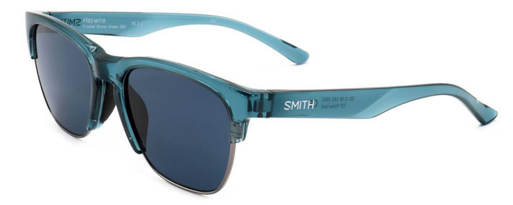 Profile View of Smith Optics Haywire-1ED Unisex Pantho Sunglass Green Silver/Chromapop Blue 55mm