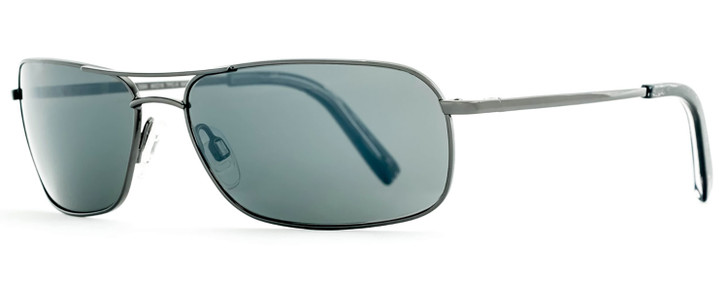 Profile View of Reptile Gomek Unisex Rectangular Polarized Sunglasses Gunmetal Silver/Grey 60 mm