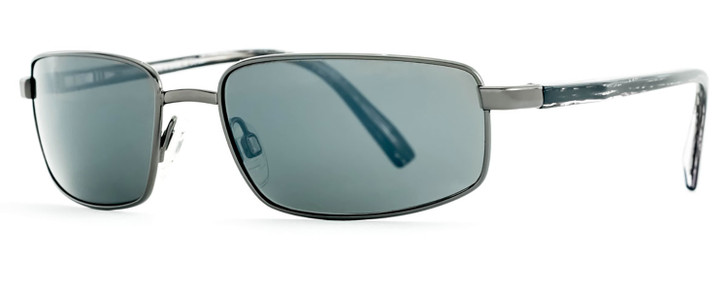 Profile View of Reptile Python Unisex Rectangular Polarized Sunglasses Gunmetal Silver/Grey 56mm