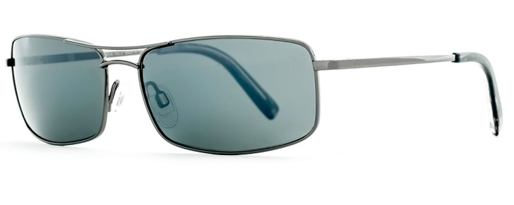 Profile View of Reptile Taipan Unisex Rectangular Polarized Sunglasses Gunmetal Silver/Grey 58mm