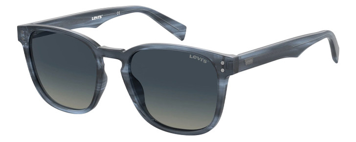 Profile View of Levi's Timeless LV5008S Unisex Sunglasses Crystal Blue Horn Marble/Sf Grey 52 mm