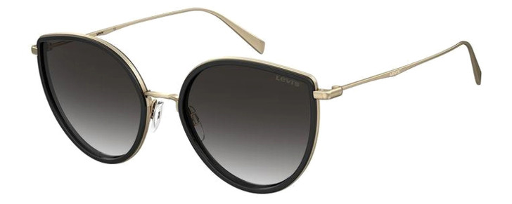 Profile View of Levi's Timeless LV5011S Women's Cat Eye Sunglasses Black Gold/Grey Gradient 56mm