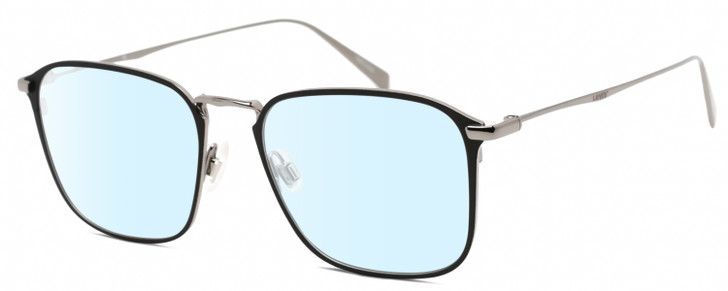 Profile View of Levi's Timeless LV5000 Designer Blue Light Blocking Eyeglasses in Black Ruthenium Silver Unisex Square Full Rim Metal 52 mm