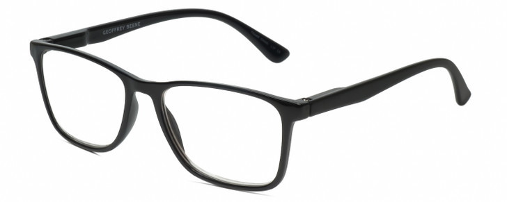 Profile View of Geoffrey Beene GBR001 Men's Panthos Designer Reading Glasses in Gloss Black 53mm