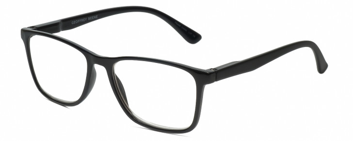 Profile View of Geoffrey Beene GBR001 Designer Blue Light Blocking Eyeglasses in Gloss Black Mens Panthos Full Rim Acetate 53 mm