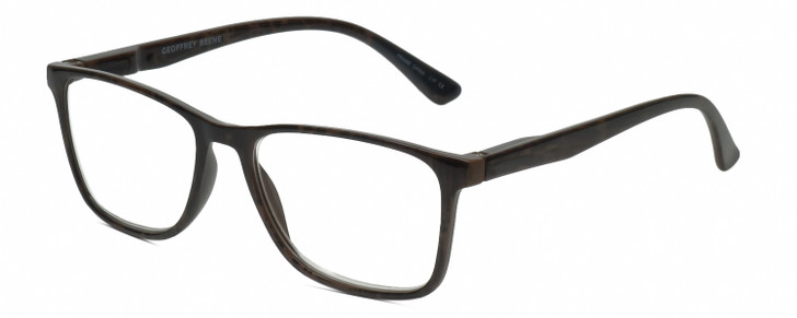 Profile View of Geoffrey Beene GBR001 Designer Blue Light Blocking Eyeglasses in Gloss Grey Tortoise Havana Mens Panthos Full Rim Acetate 53 mm