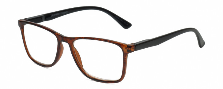 Profile View of Geoffrey Beene GBR001 Designer Blue Light Blocking Eyeglasses in Gloss Tortoise Havana Brown Gold Black Mens Panthos Full Rim Acetate 53 mm