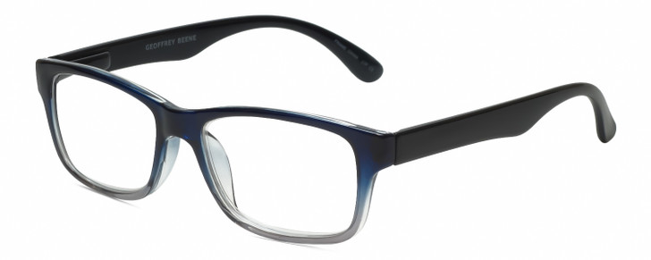 Profile View of Geoffrey Beene GBR003 Designer Progressive Lens Blue Light Blocking Eyeglasses in Navy Blue Clear Crystal Fade Mens Rectangular Full Rim Acetate 52 mm