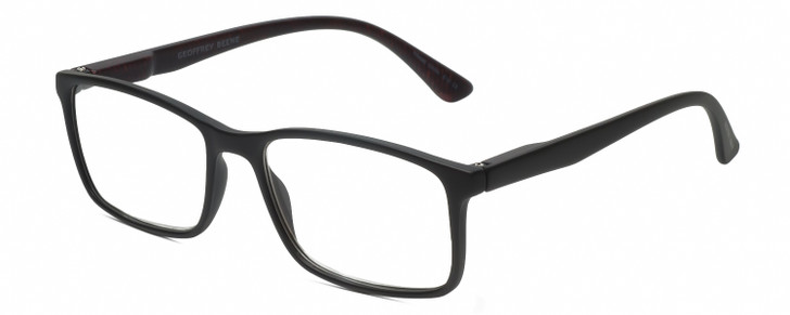 Profile View of Geoffrey Beene GBR008 Designer Bi-Focal Prescription Rx Eyeglasses in Matte Black Orange Tiger Stripe Mens Rectangular Full Rim Acetate 53 mm