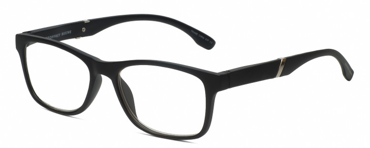 Profile View of Geoffrey Beene GBR010 Designer Progressive Lens Prescription Rx Eyeglasses in Matte Black Silver Mens Oval Full Rim Acetate 52 mm