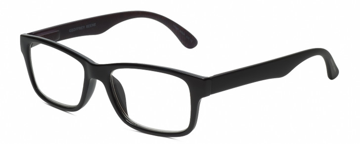 Profile View of Geoffrey Beene GBR011 Designer Reading Eye Glasses with Custom Cut Powered Lenses in Gloss Black Orange Tiger Stripe Mens Rectangular Full Rim Acetate 52 mm