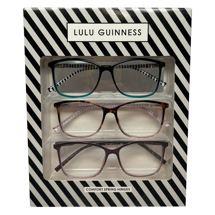 Profile View of Lulu Guinness 3 PACK Womens Reading Glasses Black Blue,Purple Pink,Tortoise+1.50