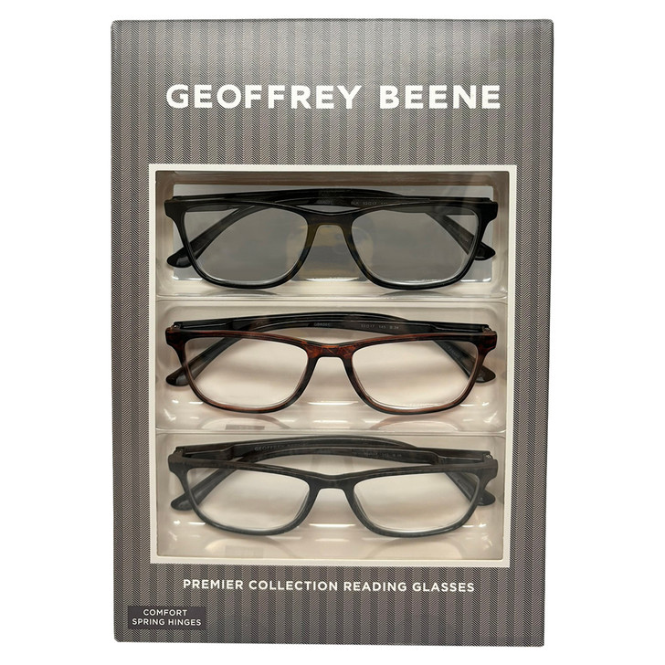 Profile View of Geoffrey Beene 3 PACK Gift Men's Reading Glasses Gloss Black,Grey,Tortoise +1.50