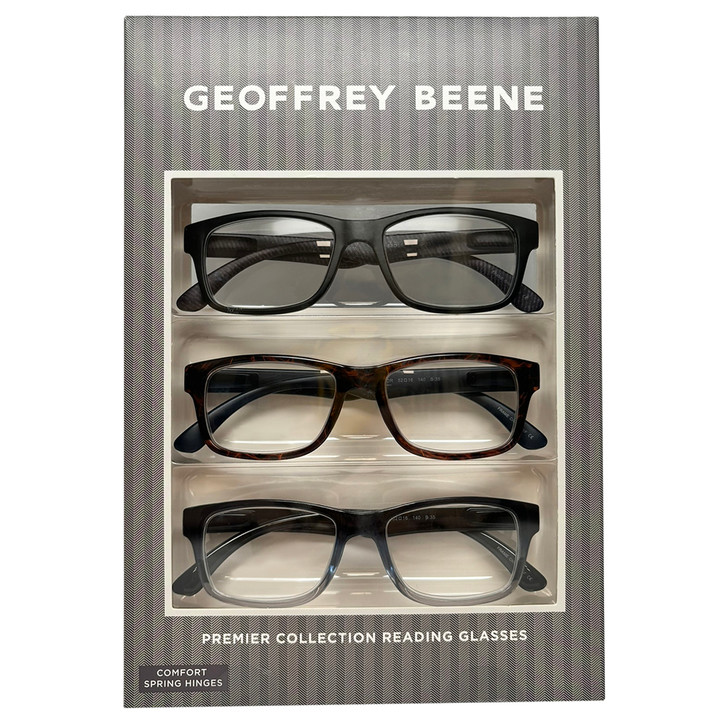 Profile View of Geoffrey Beene 3 PACK Gift Mens Reading Glasses Black Purple,Blue,Tortoise +1.50