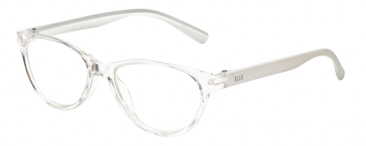 Profile View of Elle EL15579R Women's Oval Designer Reading Glasses in Crystal Clear White 51 mm