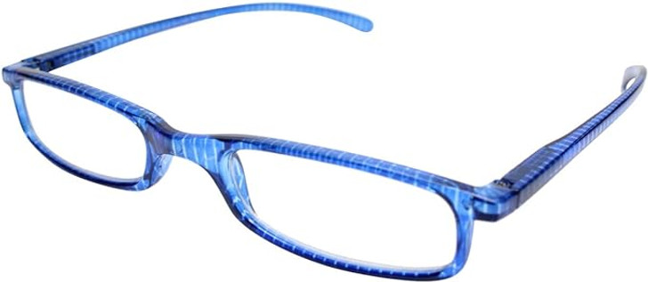 Profile View of Artis Occhiali ITALY Rubens Striped Reading Glasses&Soft Case CHOOSE COLOR&POWER in Blue Pinstripe White