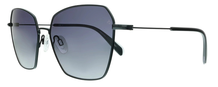 Profile View of Rag&Bone 1034 Unisex Hexagonal Designer Sunglasses Black/Dark Grey Gradient 58mm