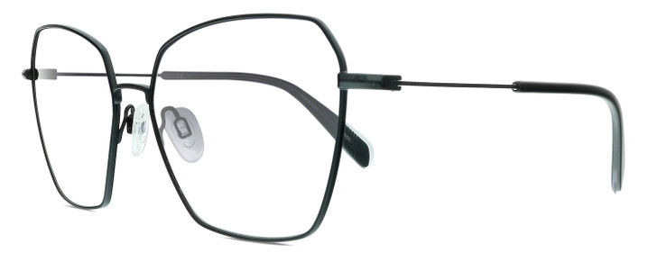 Profile View of Rag&Bone 1034 Designer Single Vision Prescription Rx Eyeglasses in Satin Black Unisex Hexagonal Full Rim Metal 58 mm